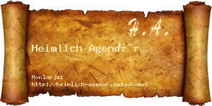 Heimlich Agenór névjegykártya